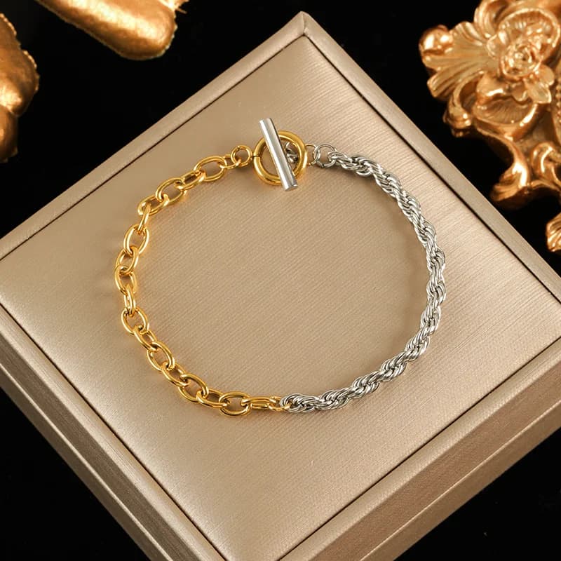 Leštěný široký bangle náramek, zlatý