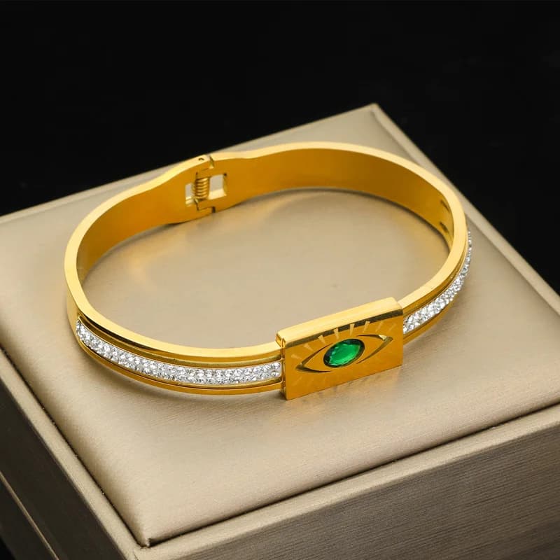 Nastavitelný bangle z nerezové oceli 316L ve zlaté barvě s krouceným designem