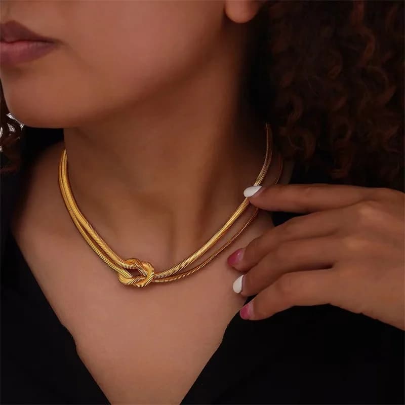 Řetízkový náhrdelník s uzlem, 18K zlaté pozlacování