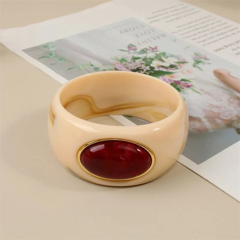 Čtvercový náramek bangle z akrylové pryskyřice s geometrickým vzorem pro ženy