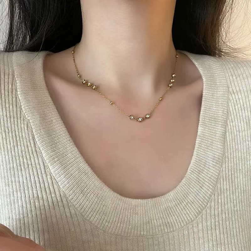 Náhrdelník s cirkony, povlak 18K Gold PVD
