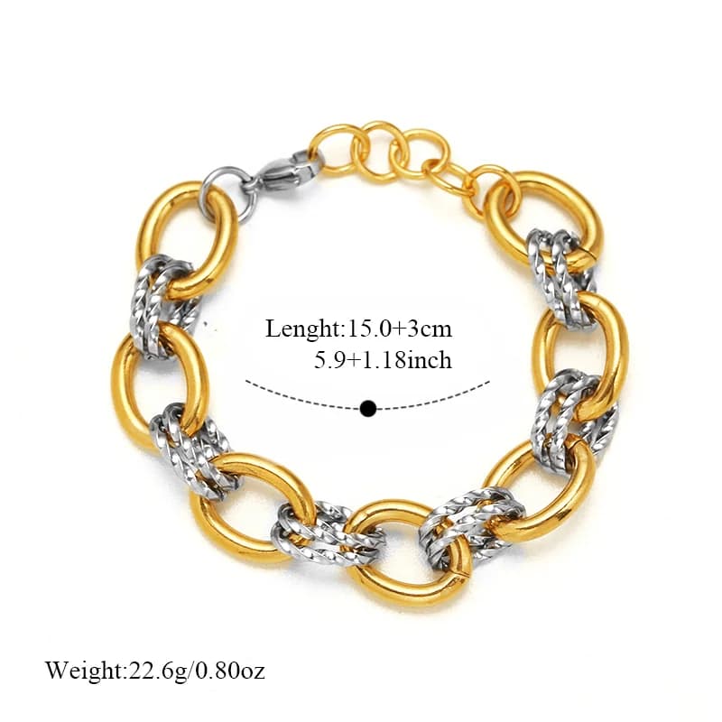 Masivní dvoubarevný řetízkový náramek (bangle) z nerezové oceli 316L