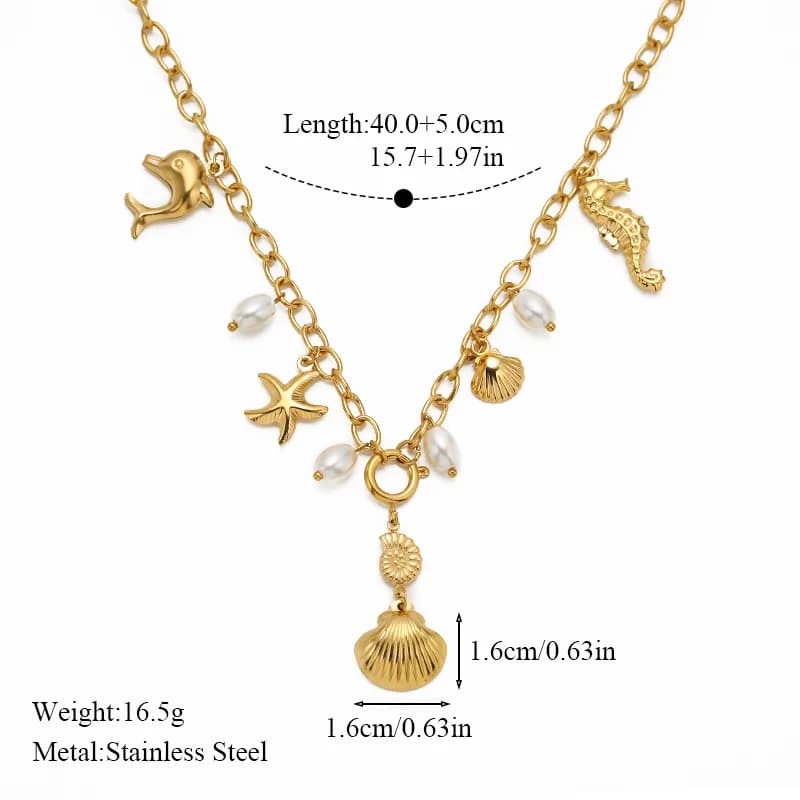 Náhrdelník s přívěskem mořská mušle z nerezové oceli