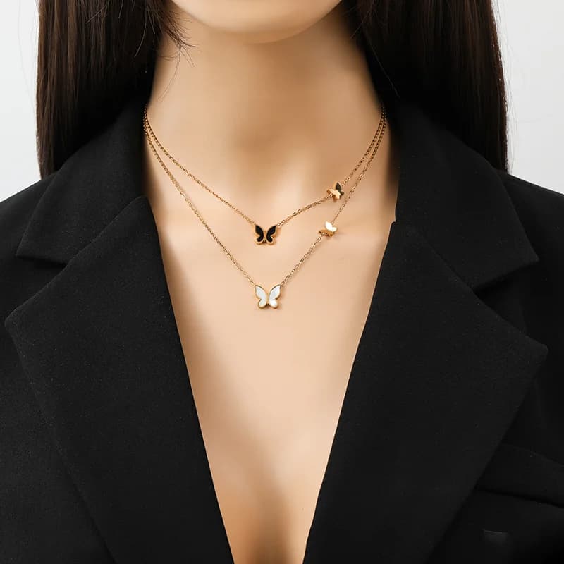 Náhrdelník ze stříbrné oceli pozlacený 18K zlatem