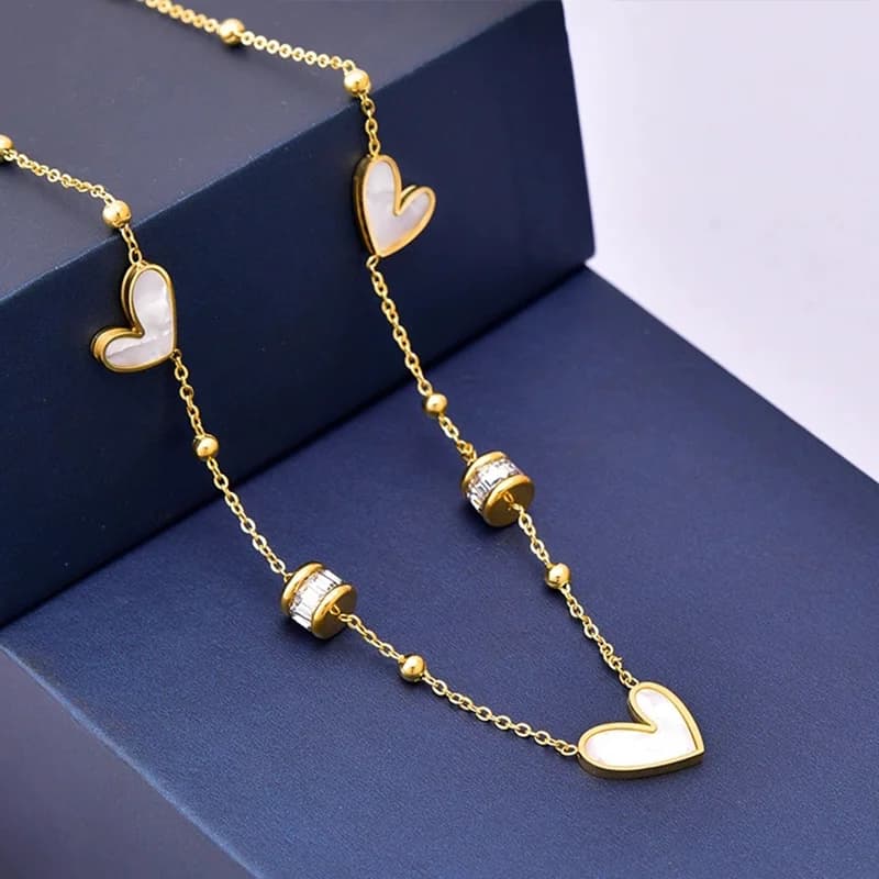 Náhrdelník ze stříbrné oceli pozlacený 18K zlatem