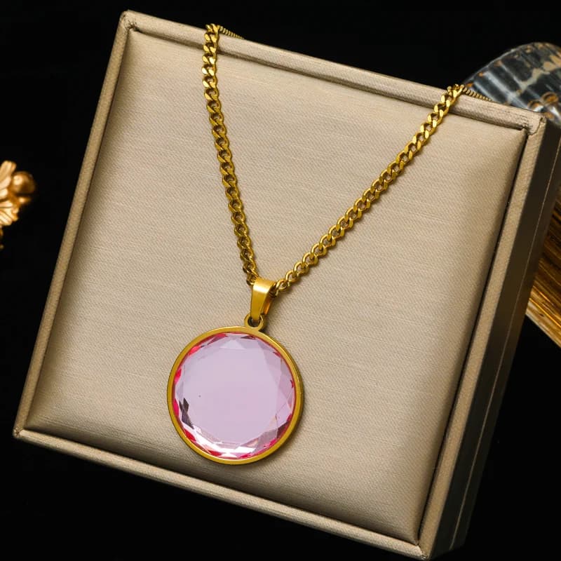 Choker náhrdelník s kulatým krystalovým přívěskem
