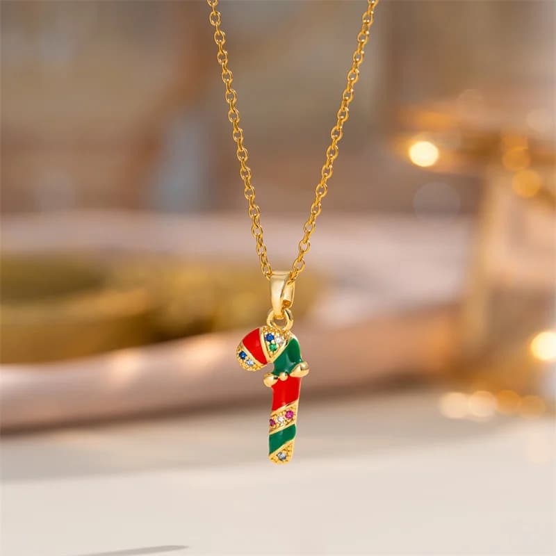Náhrdelník s přívěskem vánoční punčochy, pozlacený 18K zlatem