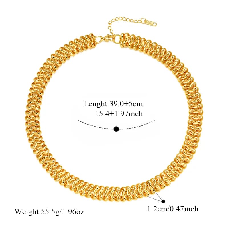 Texturovaný náhrdelník typu collar, pozlacení 18K PVD